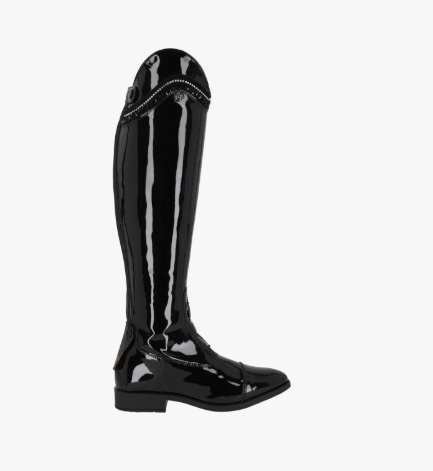 Oficerki jeździeckie damskie "Lamira" czarne lakierowana skóra r 37