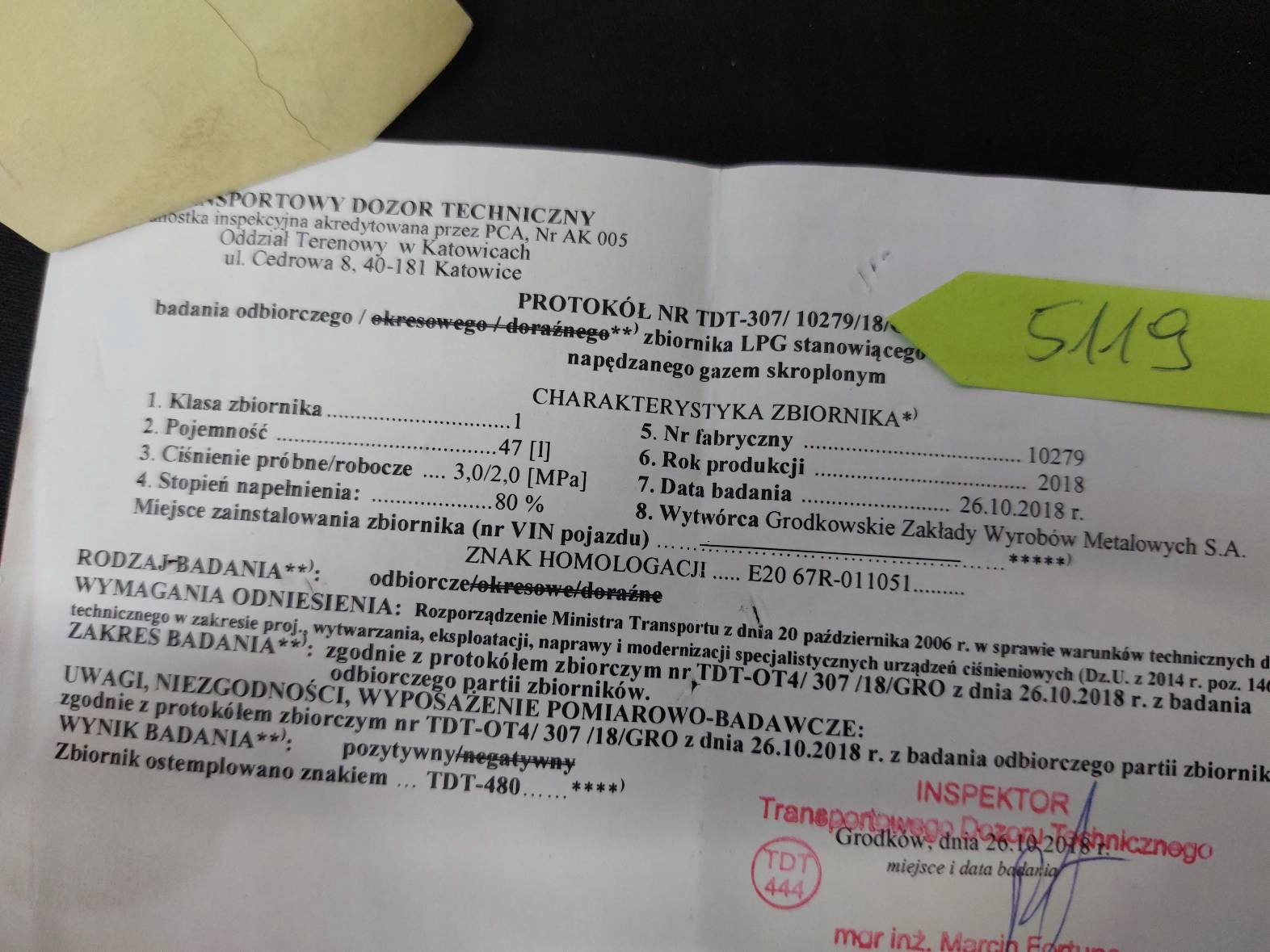 BUTLA GAZOWA 47L 2028R W KOŁO PAPIER + ZAWÓR Typ silnika Benzyna