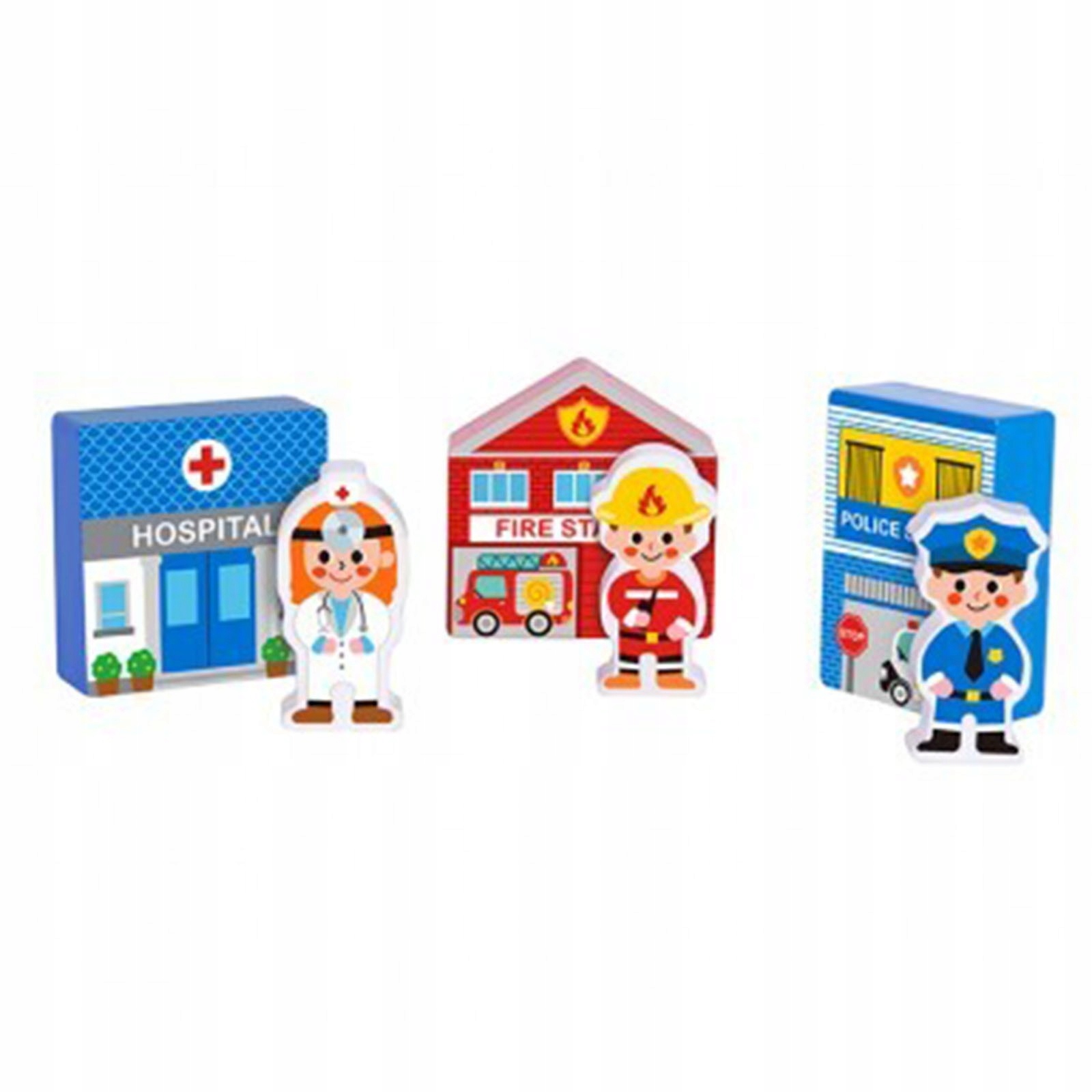 TOOKY TOY DREWNIANY ZESTAW BUDYNKI FIGURKI MIASTO Liczba elementów 21 szt.