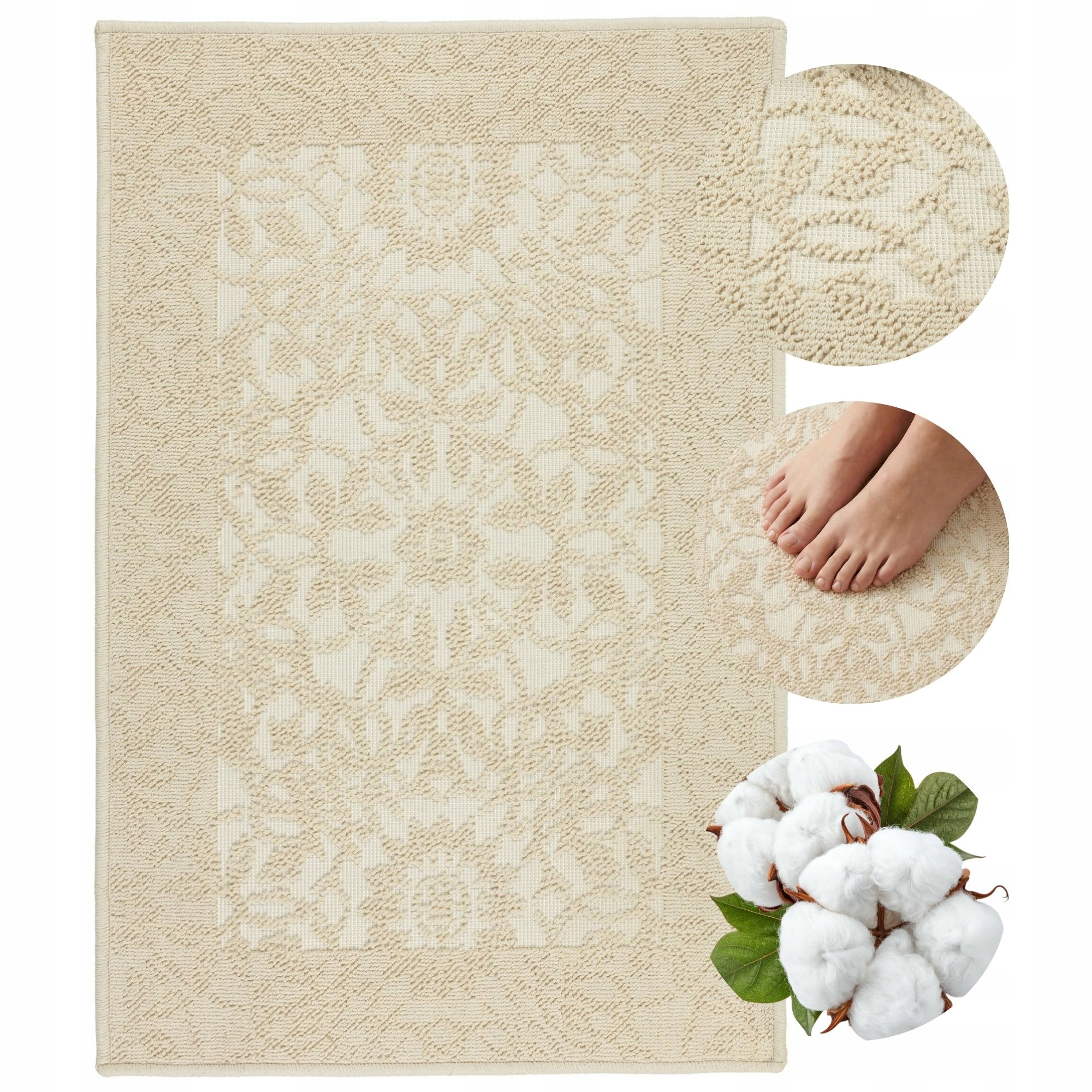 Koupelnový bavlněný hotelový kobereček 60 x 90 cm, savá prostiskluzová podložka