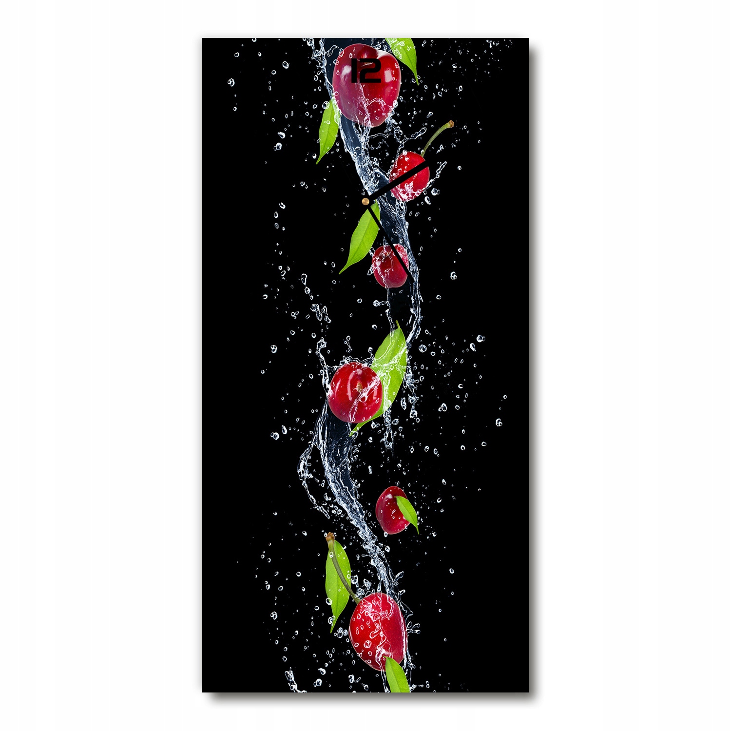

Piękny szklany zegar ścienny Wiśnie 30x60 pionowy