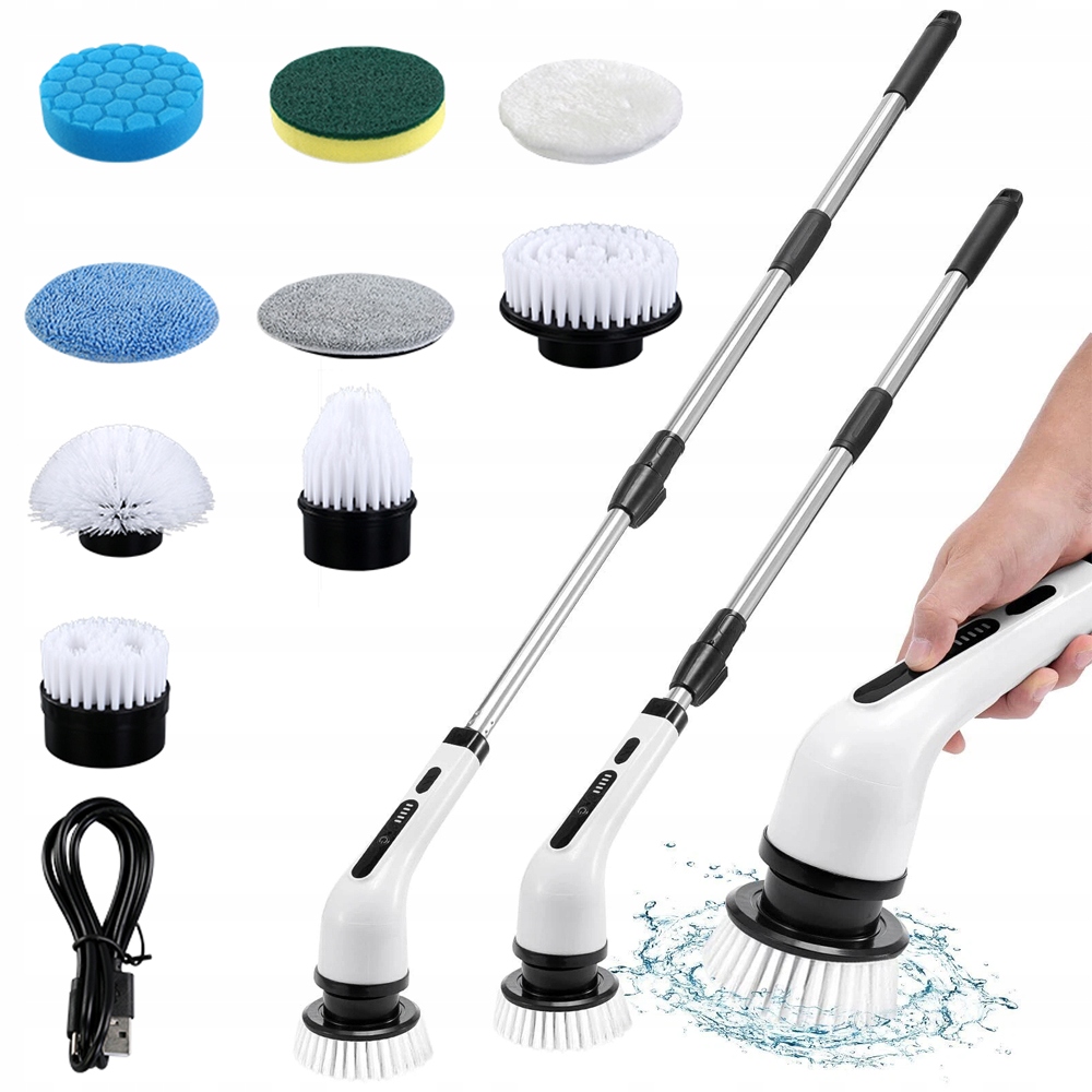 Levně 9V1 Elektrický Bezdrátový Kartáč, Rotační Myčka Teleskopických Nástavců