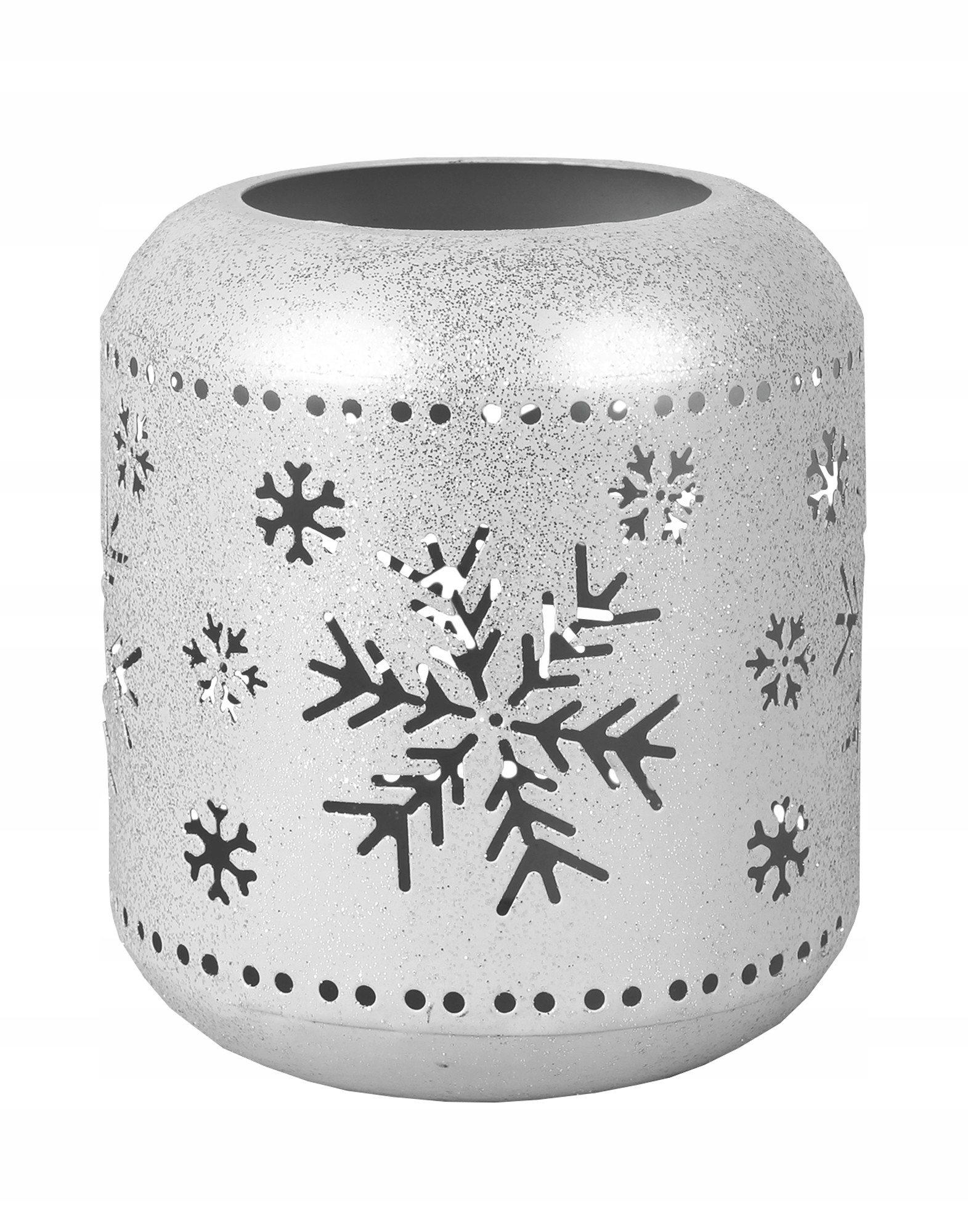 

Srebrny Metalowy Lampion Płatki Śniegu 11x11x12 cm