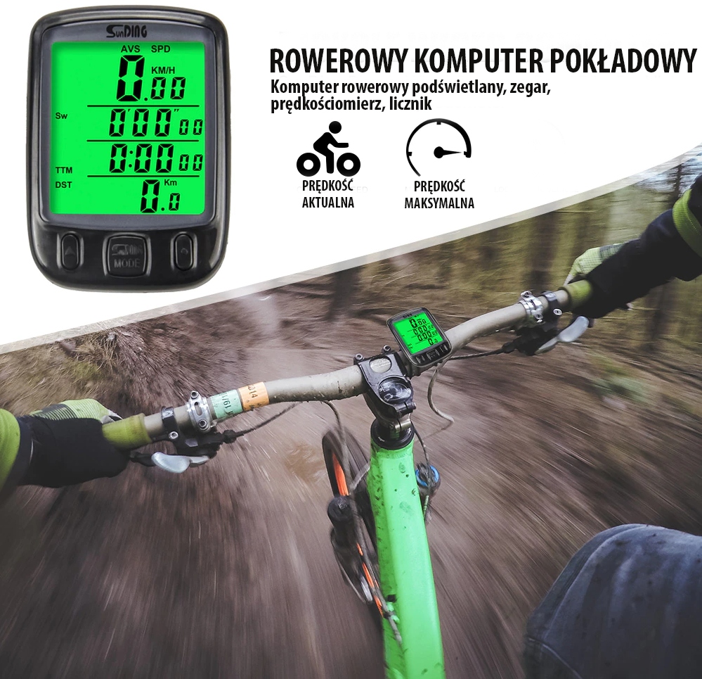LICZNIK ROWEROWY WODOODPORNY PRĘDKOŚCIOMIERZ LCD Marka Inna marka