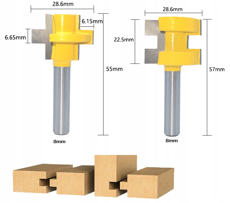 Frez zestaw frezów do połączeń wpustowych 8mm Marka MF