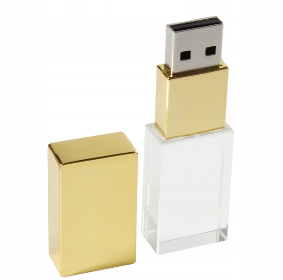 PENDRIVE Szklany złoty 64Gb 2.0 z własnym grawerem