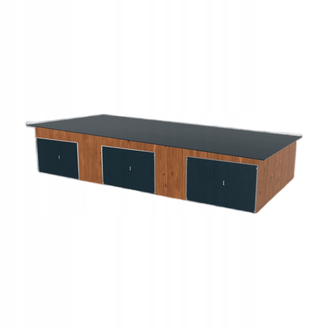 Plechová garáž 12x6 m s třípolohovým spádem vpravo Zlatý dub