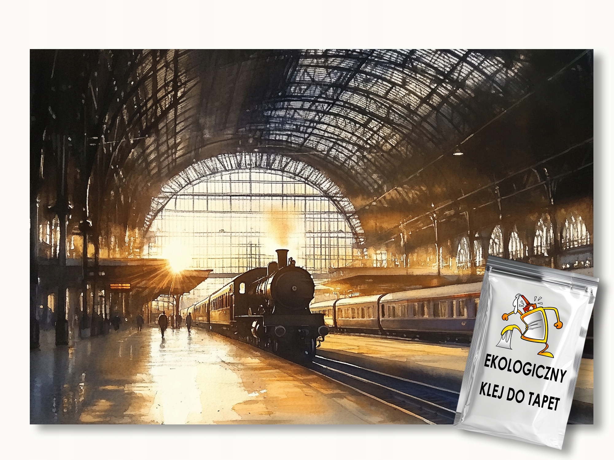 Fototapeta Flizelina Nádraží Vlak Ráno Slunce 300x280 155g