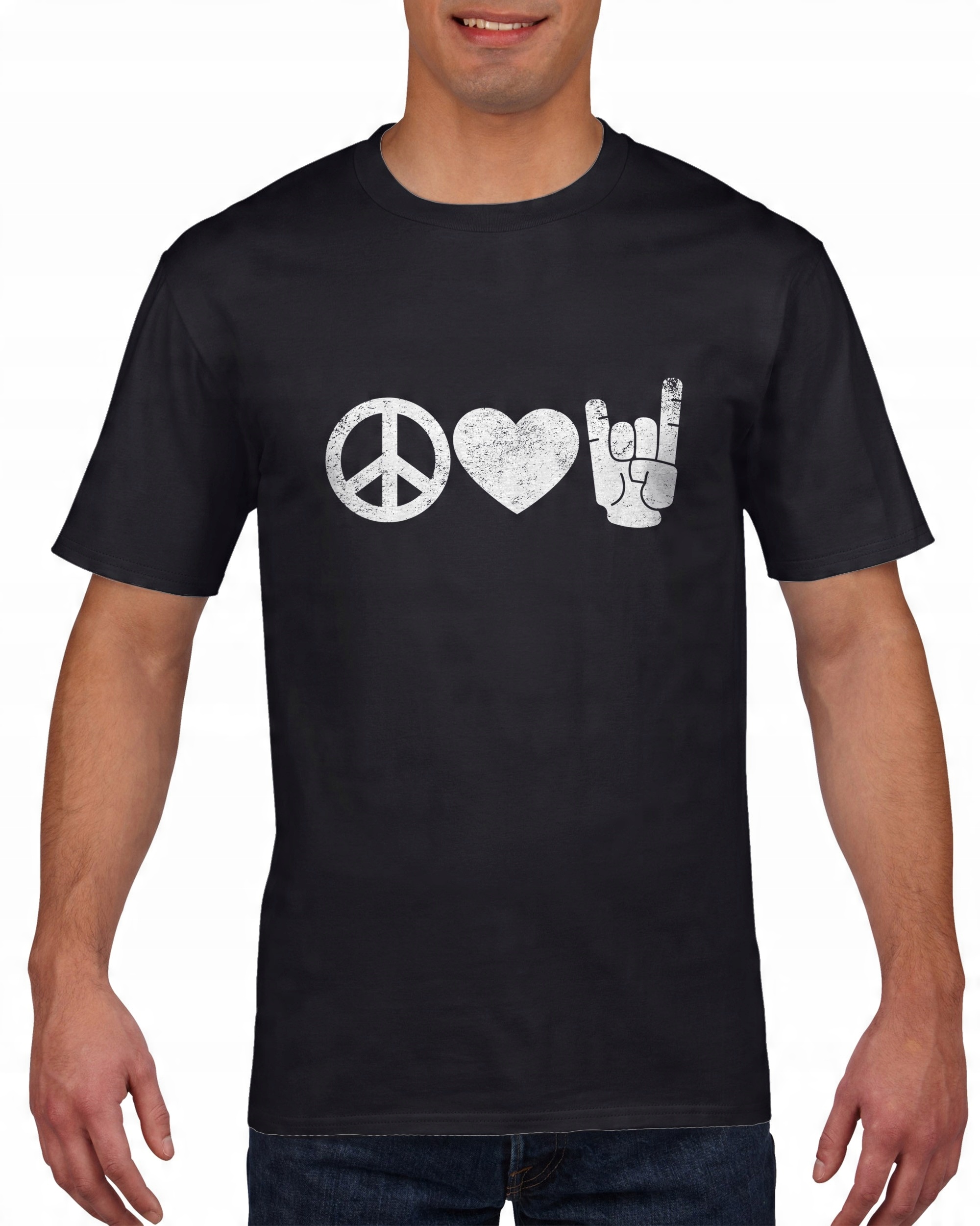 

Koszulka męska Peace Love Rock and roll S