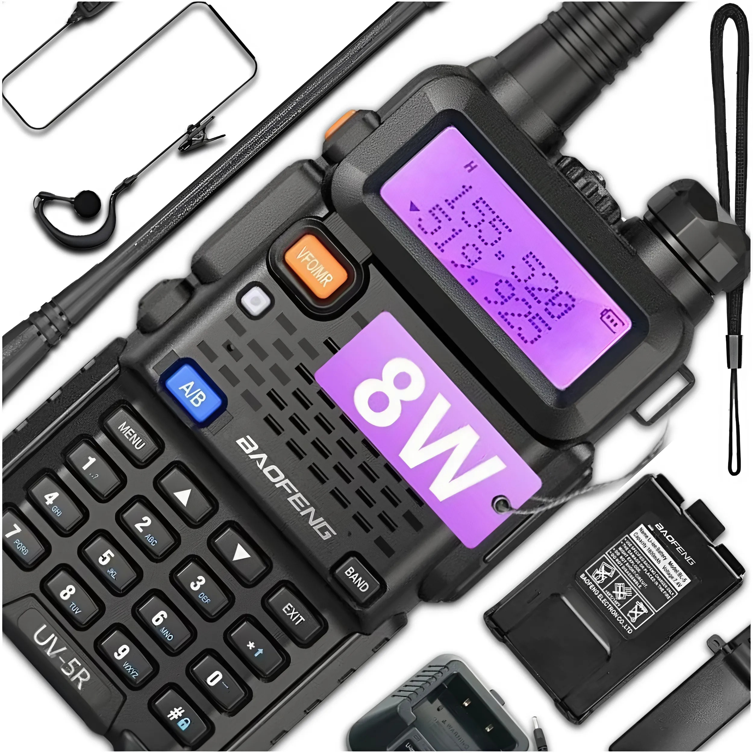 KRÓTKOFALÓWKA BAOFENG UV-5R 8W PMR FM WALKIE TALKIE RADIOTELEFON +SŁUCHAWKA EAN (GTIN) 6975707752252