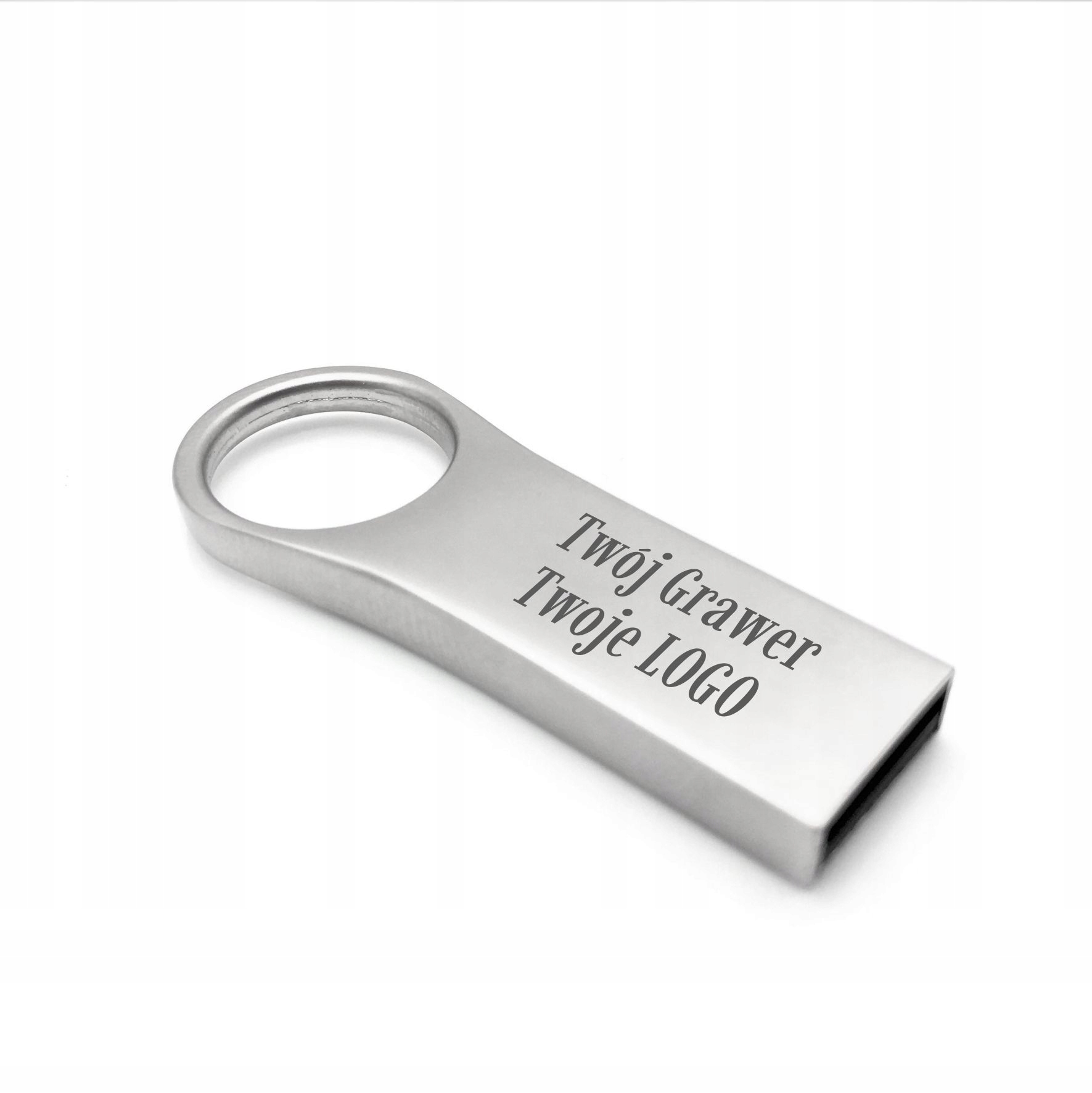 Pendrive metalowy mini z otworem 64 Gb Usb 2.0 Grawer Logo Gadżet Firmowy