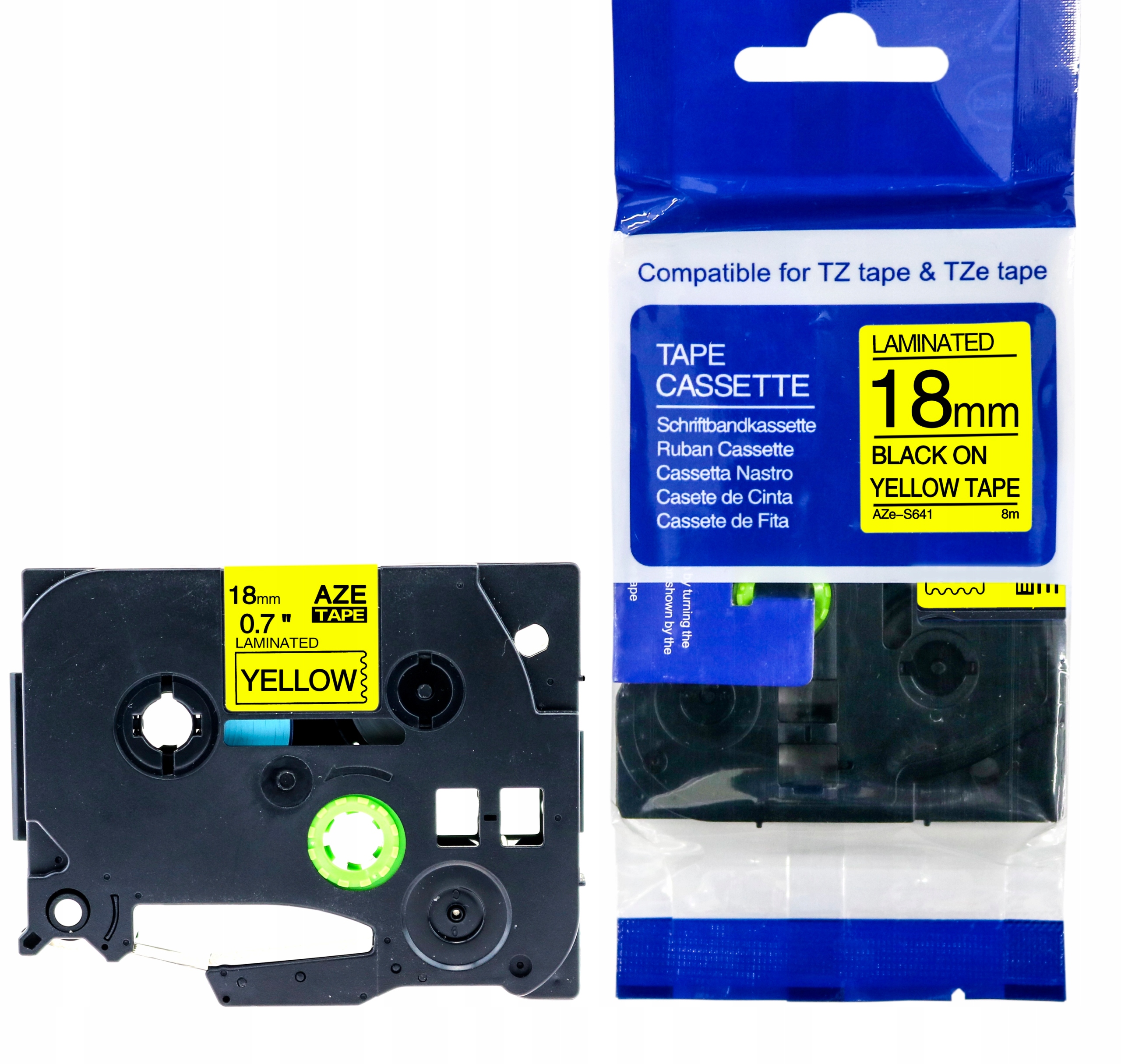 

Taśma Do Brother żółta TZe-S641 18mm TZs641 mocna