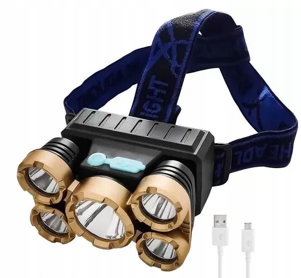 Czołówka 5 LED Cree 300Lm 4000mAh 400m czołowa