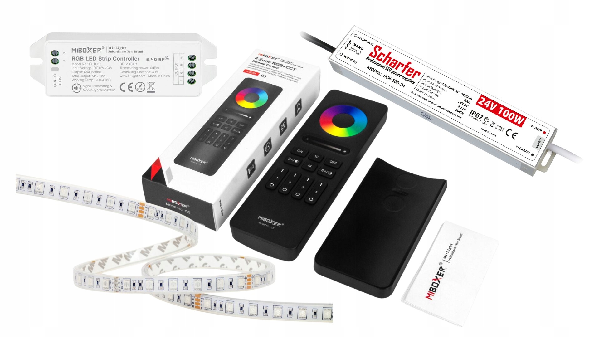 Led Páska Rgb 24V 5M Vodotesná Do Sauny Napájací Adaptér Ovládač Diaľkový Ovládač