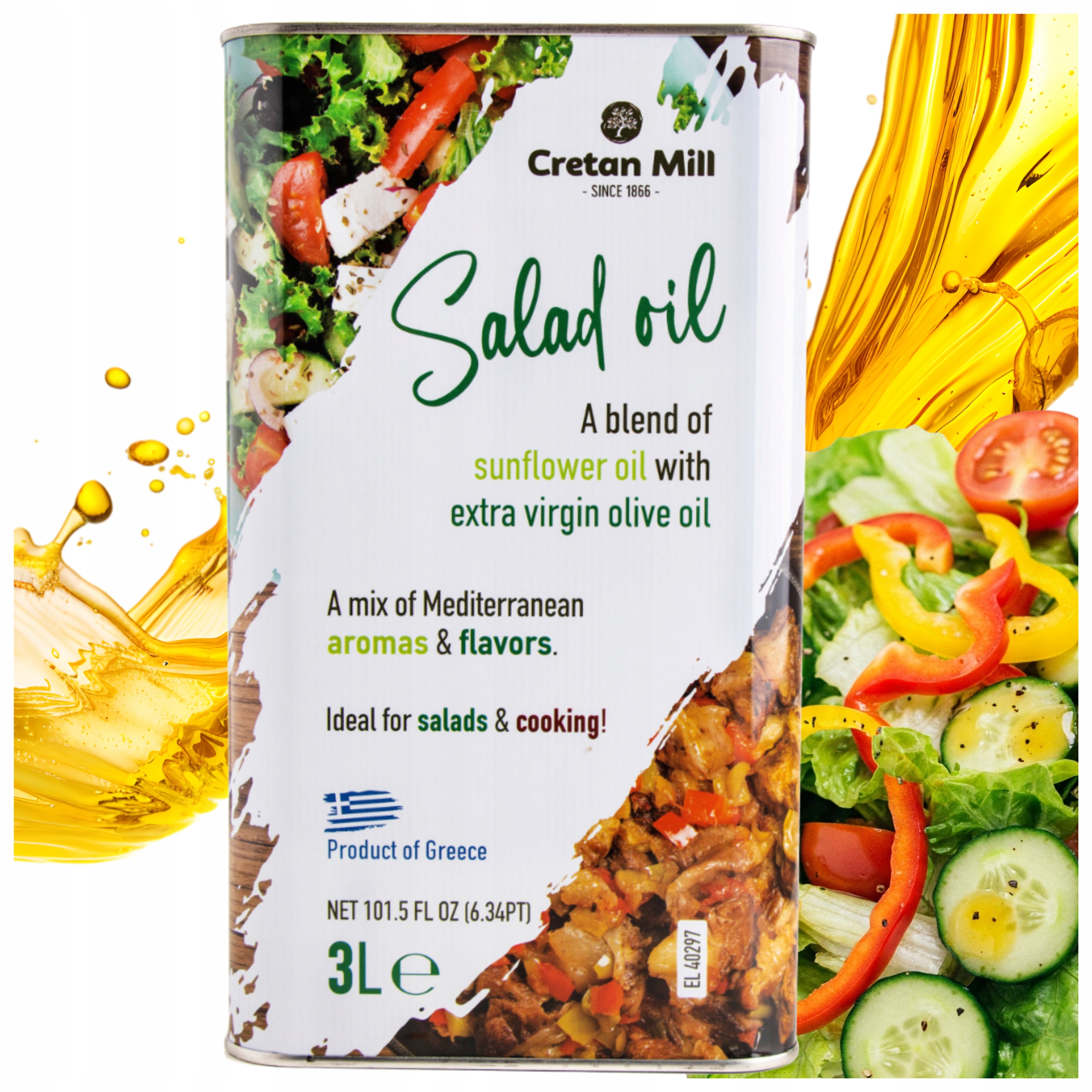 Olej Sałatkowy Grecki Z Olejem Słonecznikowym I Oliwą Z Oliwek Extra Virgin