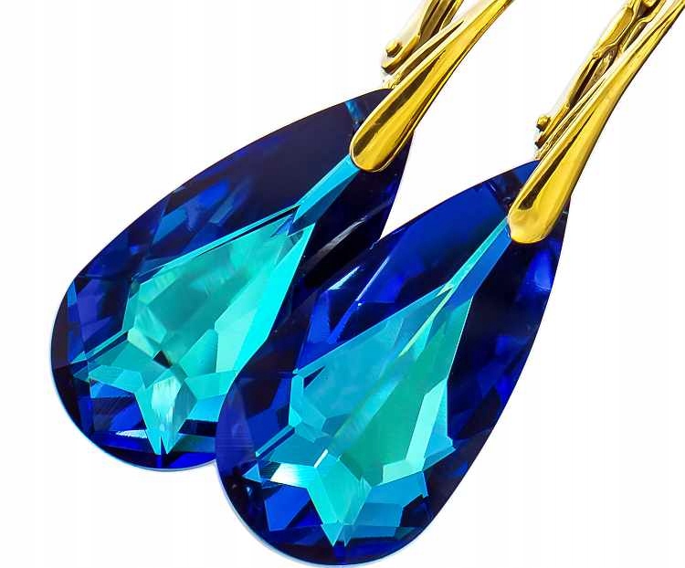 Krystaly Náušnice Bermuda Blue Zlaté Stříbro