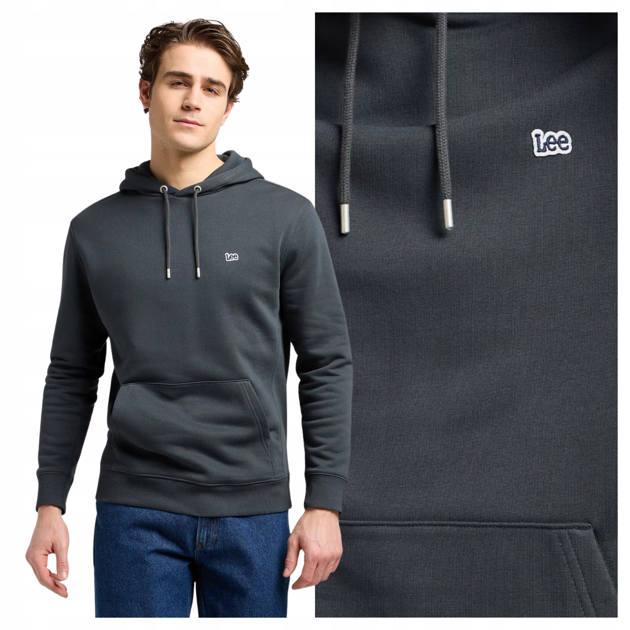 Pánská Mikina Lee Plain Hoodie Washed Black Černá Bavlněná XXL