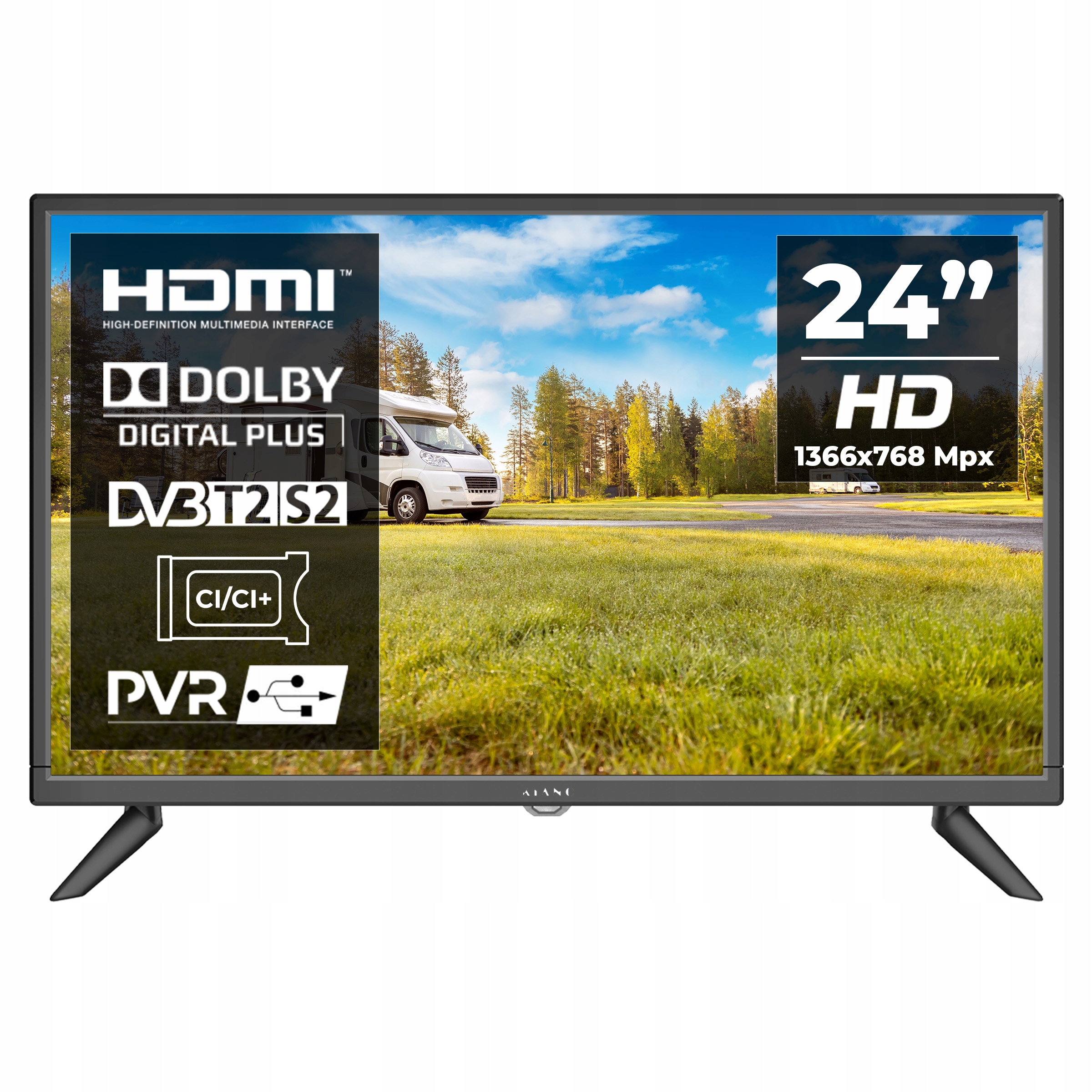 Led televize Kiano KS24T Tv 24 Travel je ideální pro karavan DVBT-2