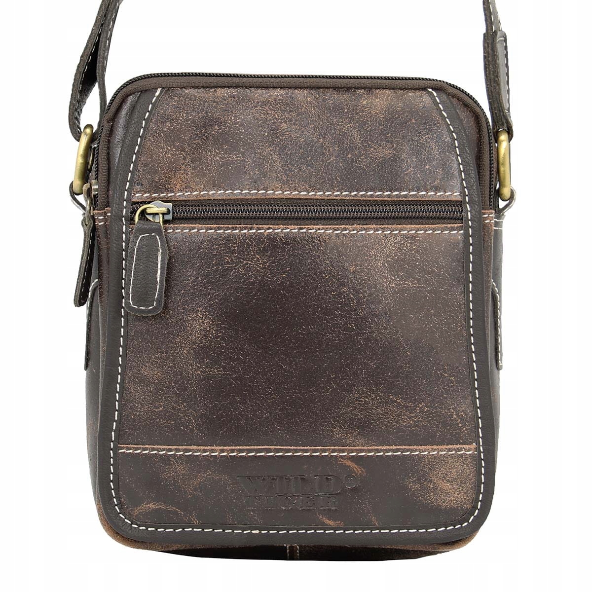 Kožená kabelka přes rameno pro muže Wild Tiger hnědá