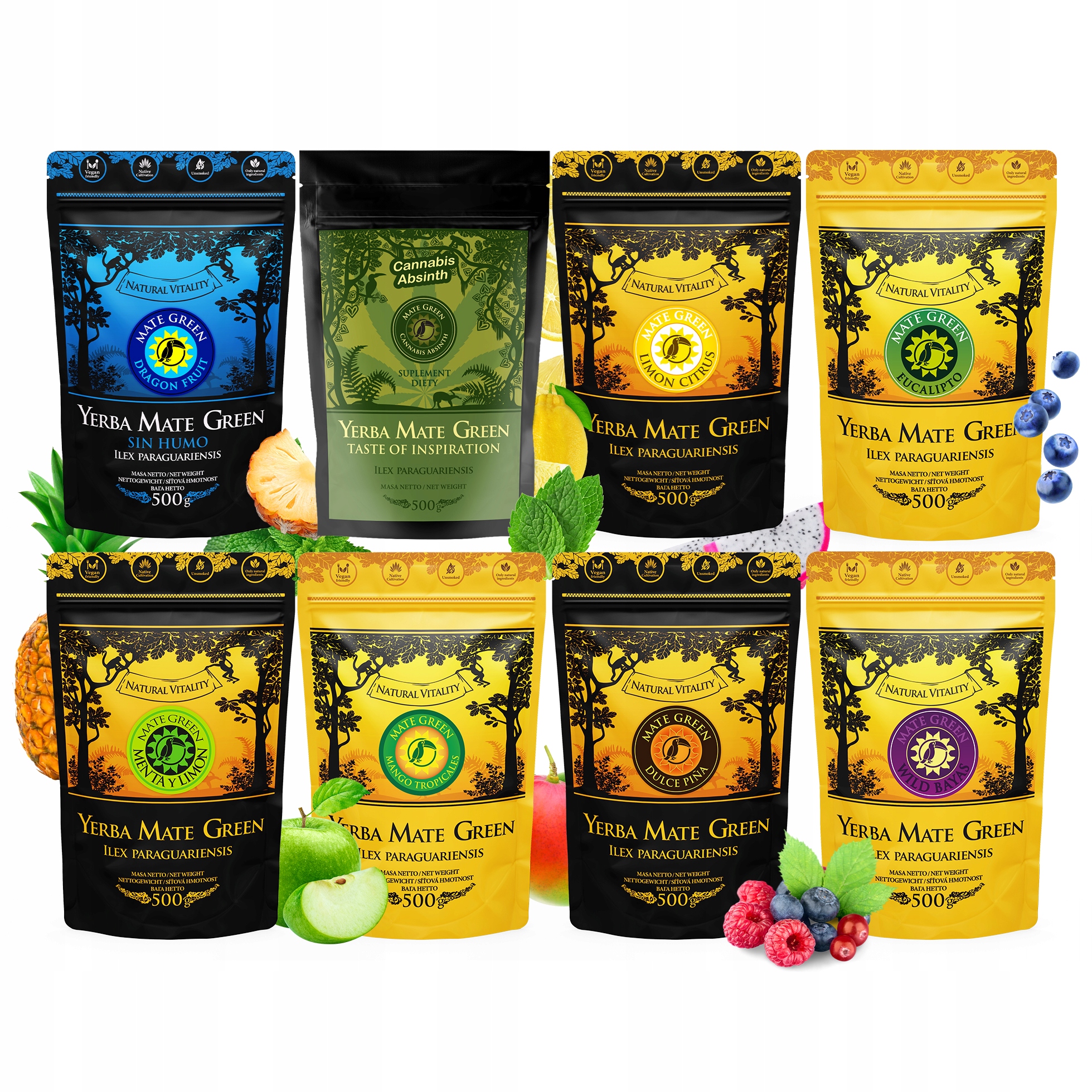 Levně Sada Chuťových Yerba Mate Green 8x500g 4kg