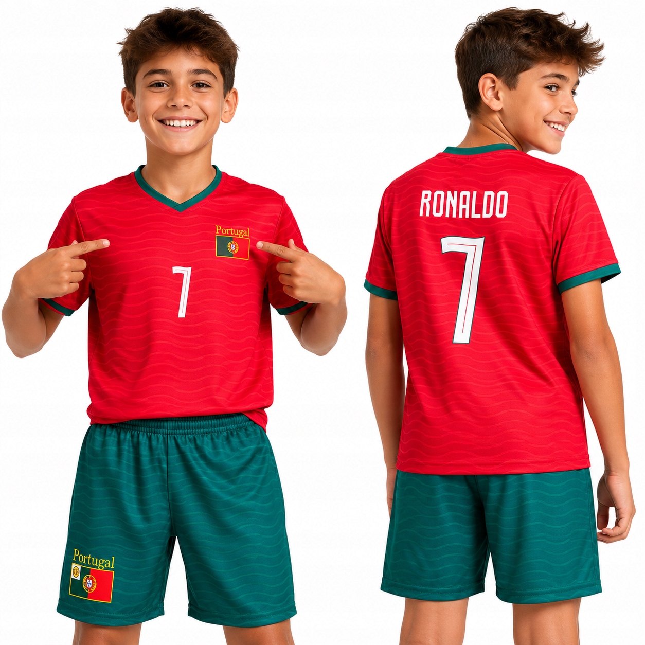 Ronaldo Portugalia – Strój Piłkarski – Komplet Dziecięcy Sportowy 122 CM