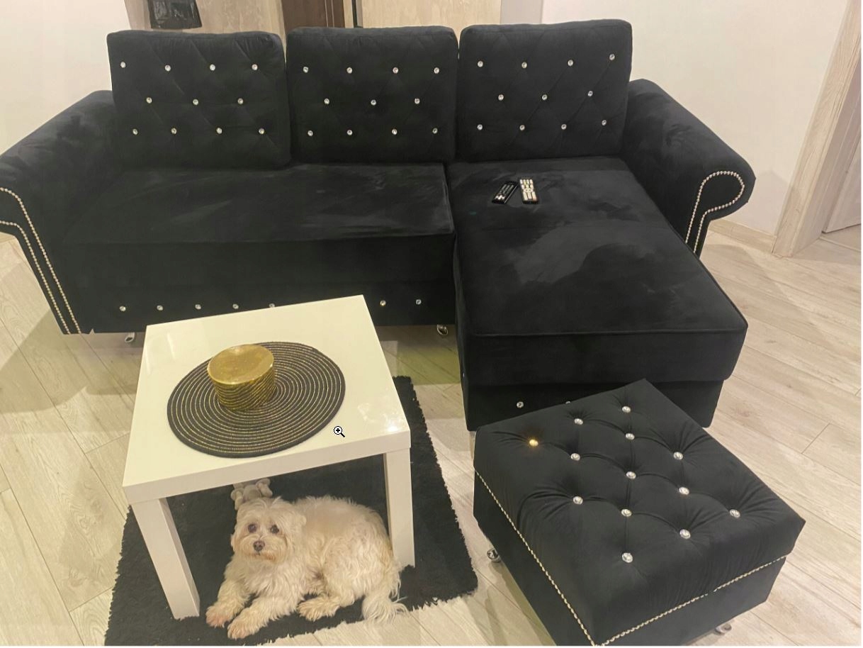 NAROŻNIK TAPICEROWANY GLAMOUR Z FUNKCJĄ SPANIA