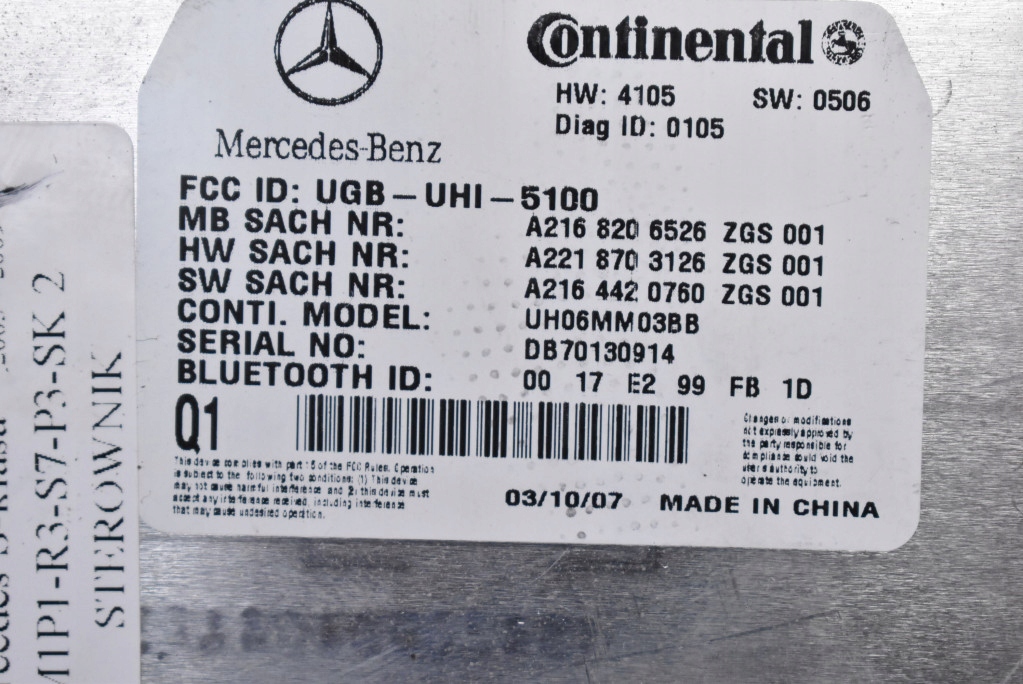control unit module TELEFONU A2168206526 MERCEDES S-KLASA W221 05-09