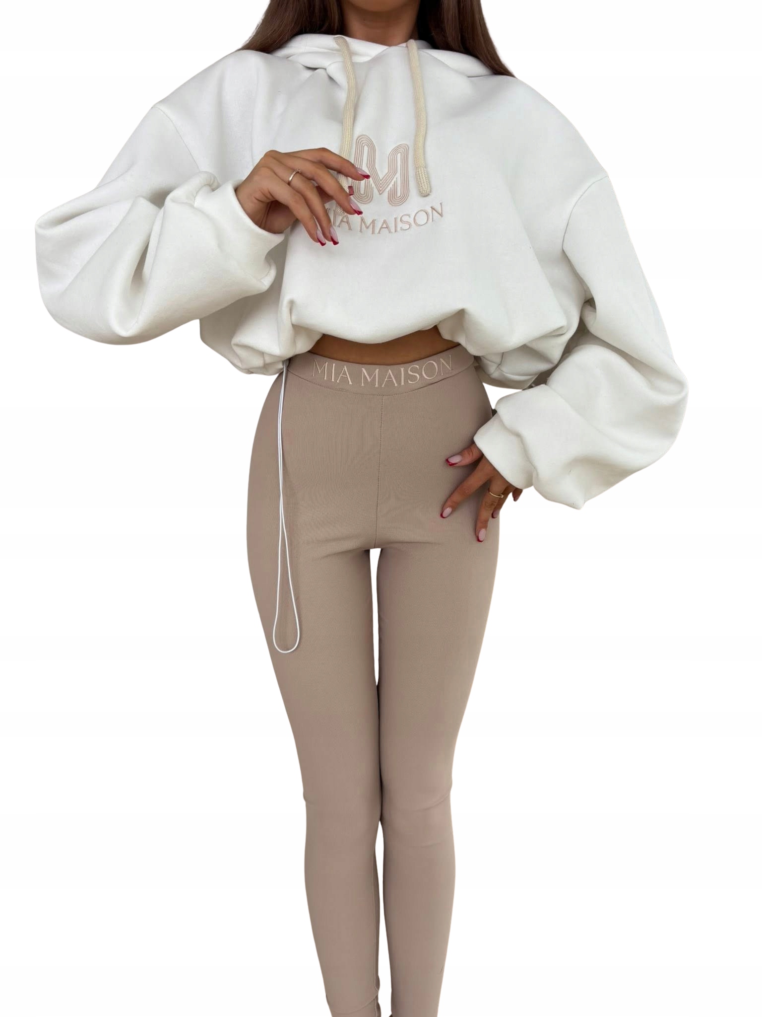 Dámské modelovací legíny push up "logo" Mia Maison béžové M
