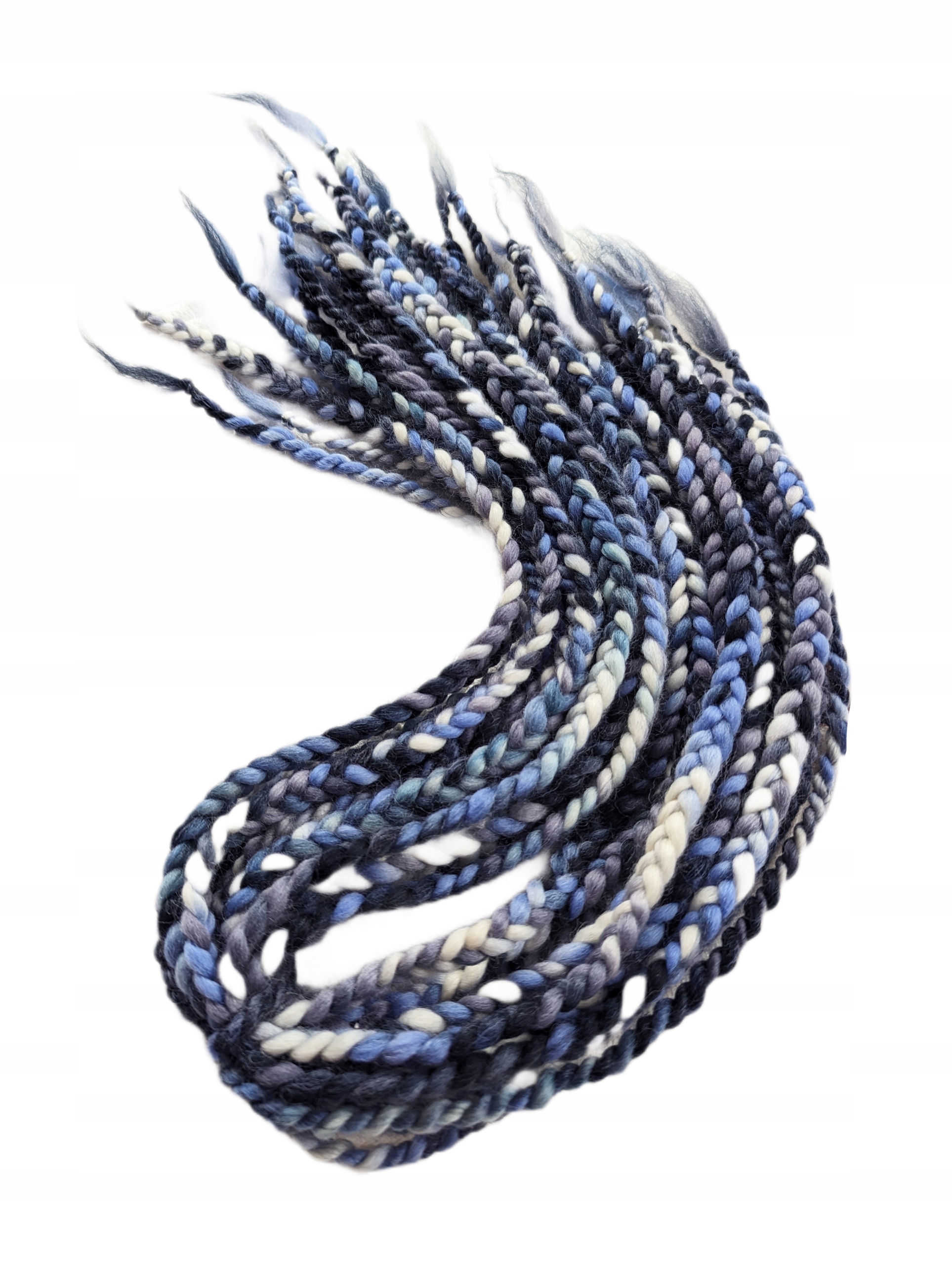 Vlněné copánky, modré šedé, Dešťové Mraky, 10 kusů