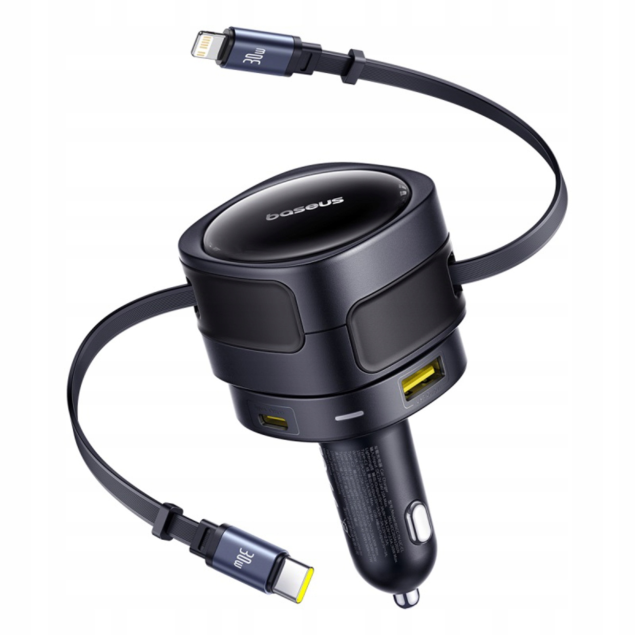 Nabíjačka do auta s káblom Usb-c na iPhone Lightning 90W čierna