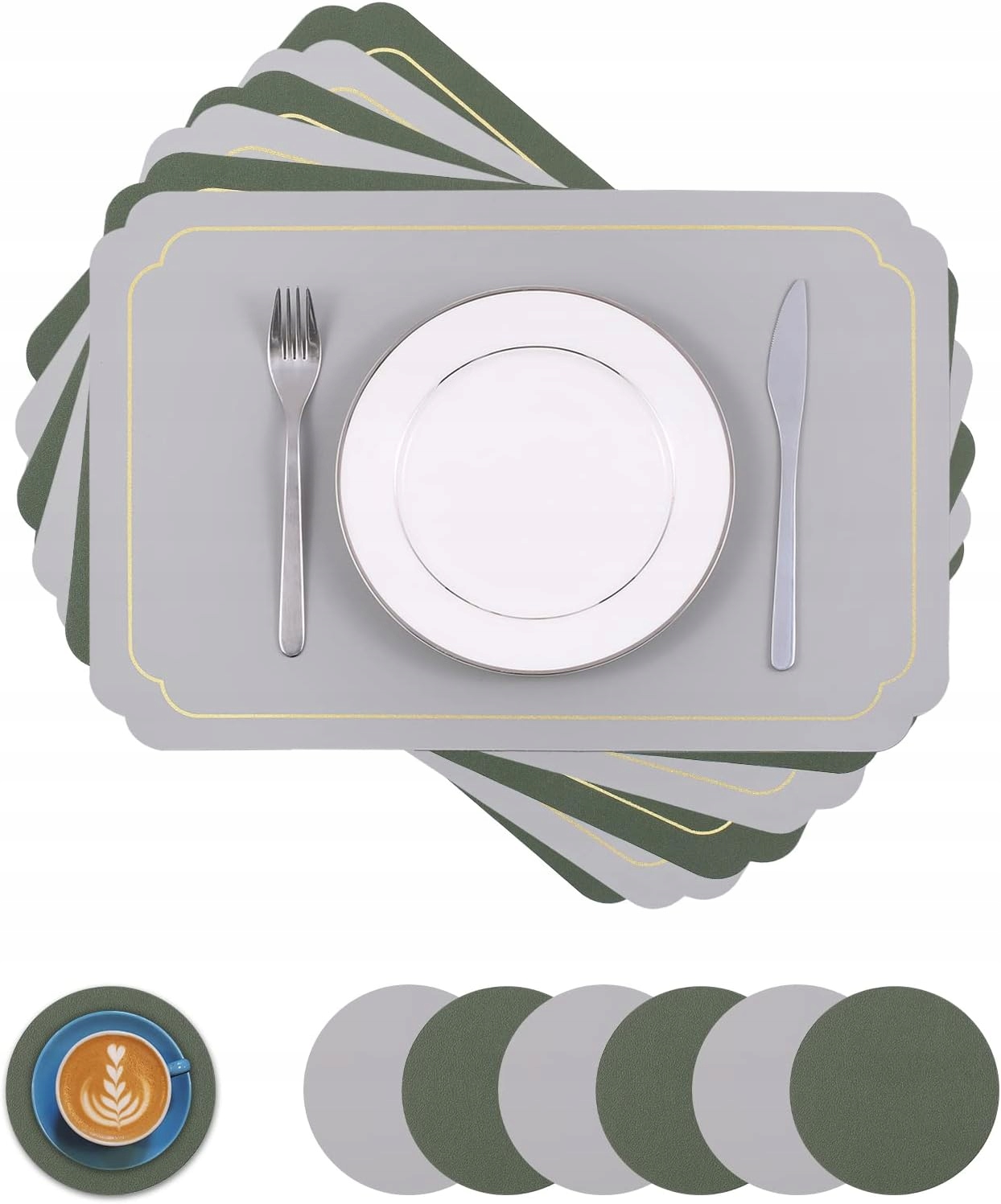 12 elemt. OCHRONNA PODKŁADKA NA STÓŁ POD TALERZ i KUBEK MATA OZDOBNA