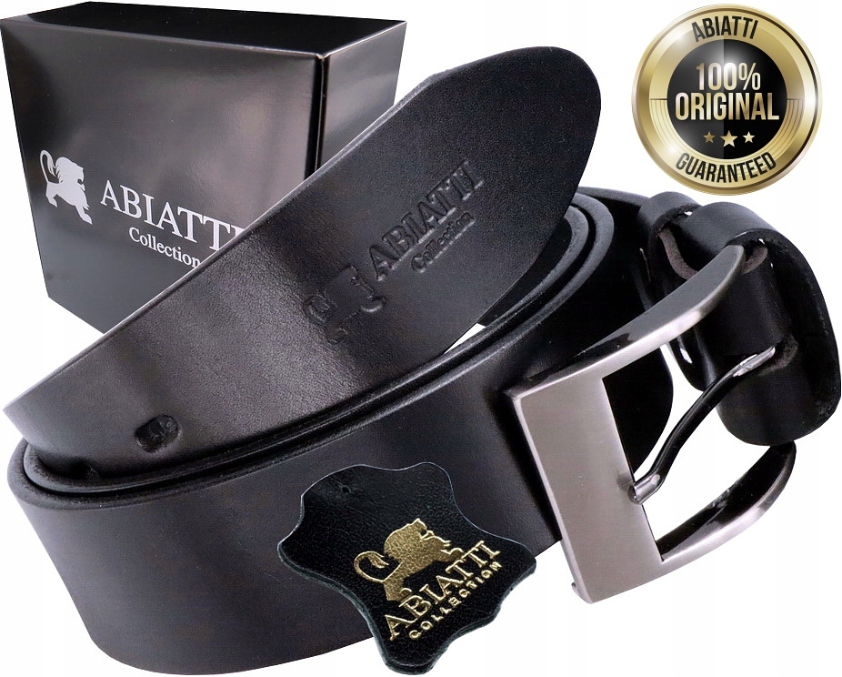 Černý Kožený Opasek K Džínům Široký Pásek Silná Kůže Abiatti