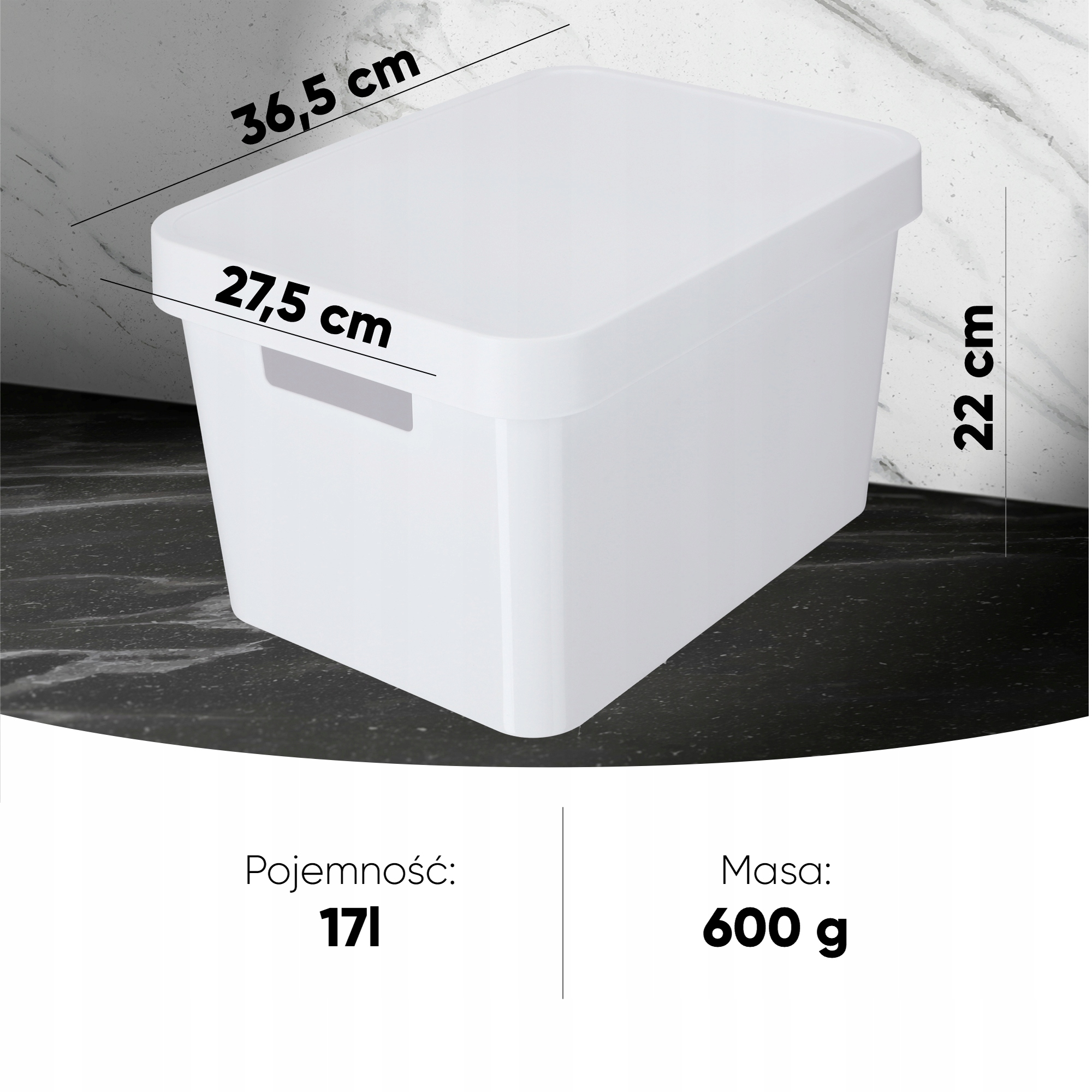 CURVER ZESTAW 3 POJEMNIKÓW PUDEŁEK Z POKRYWKĄ Kolor biały