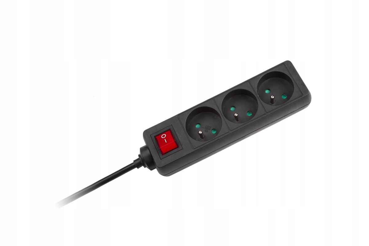 URZ3197-3B Przedluzacz czarny Kemot z przelacznik