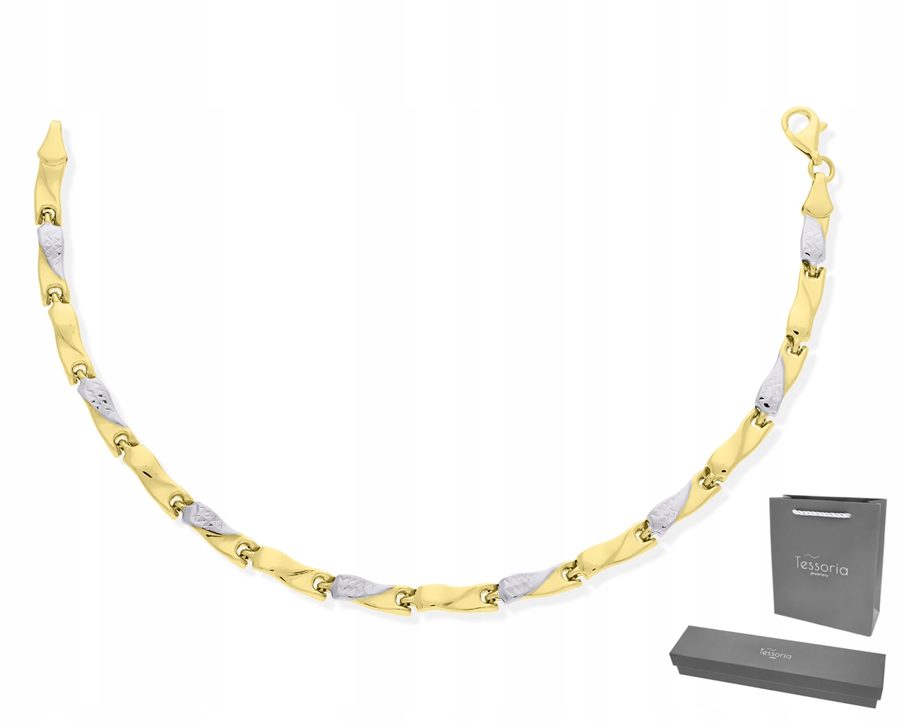 Zlatý dámský náramek 585 Dvě barvy Zlaté lesklé diamantování