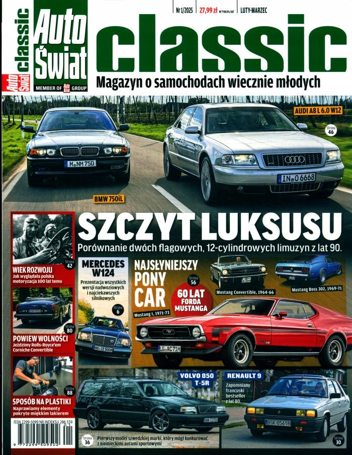 AUTO ŚWIAT CLASSIC 1/2025 SZCZYT LUKSUSU + MERCEDES W124 + RENAULT 9