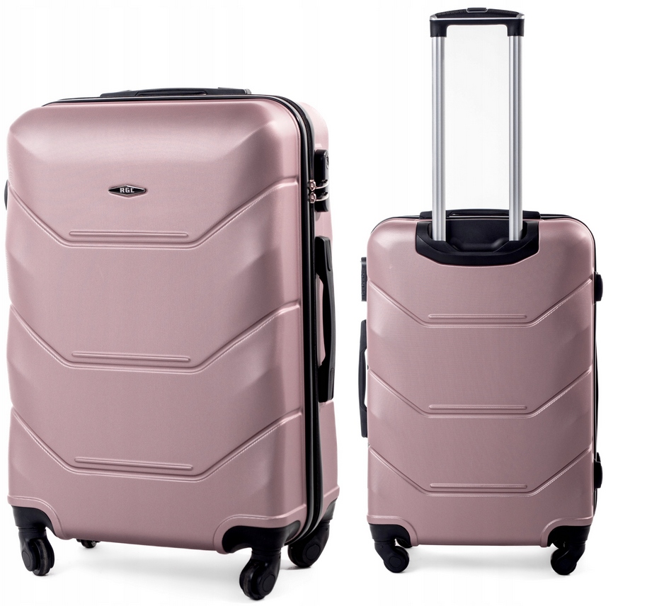 Średnia Walizka Podróżna Twarda Bagaż Abs Rose Gold Rgl 55 L