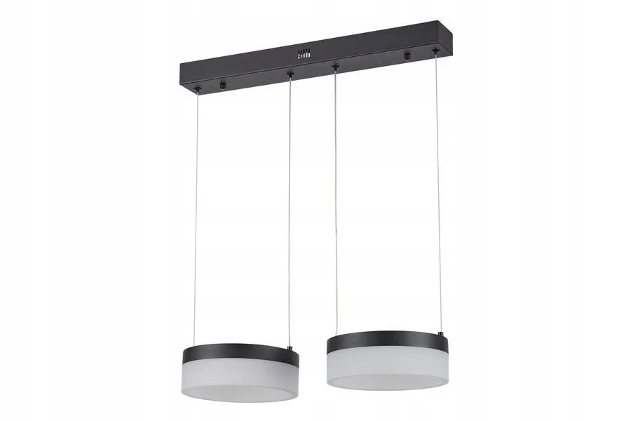 Dekorativní závěsná lampa černá, dva akrylové Led kroužky do obývacího pokoje Reality