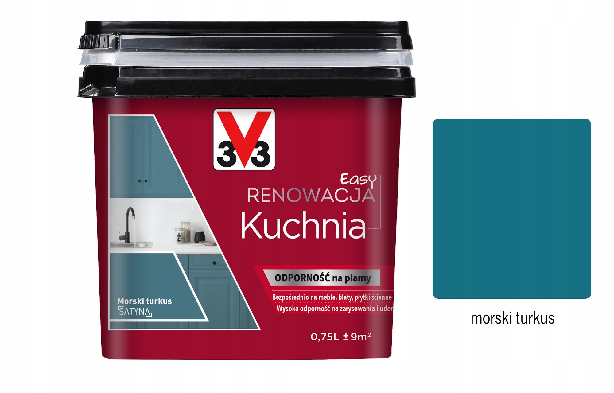 V33 Barva renovace Kuchyně A Nábytek 0,75 L Mořský tyrkys satén