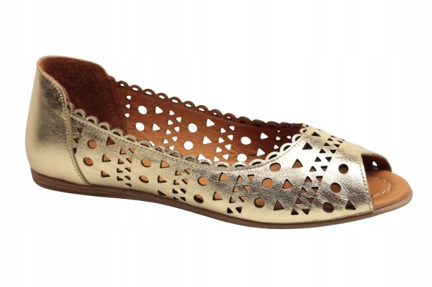 Polobotky Baleríny Venezia A040LEGOOBA118 37 Zlaté ažurové metalizované
