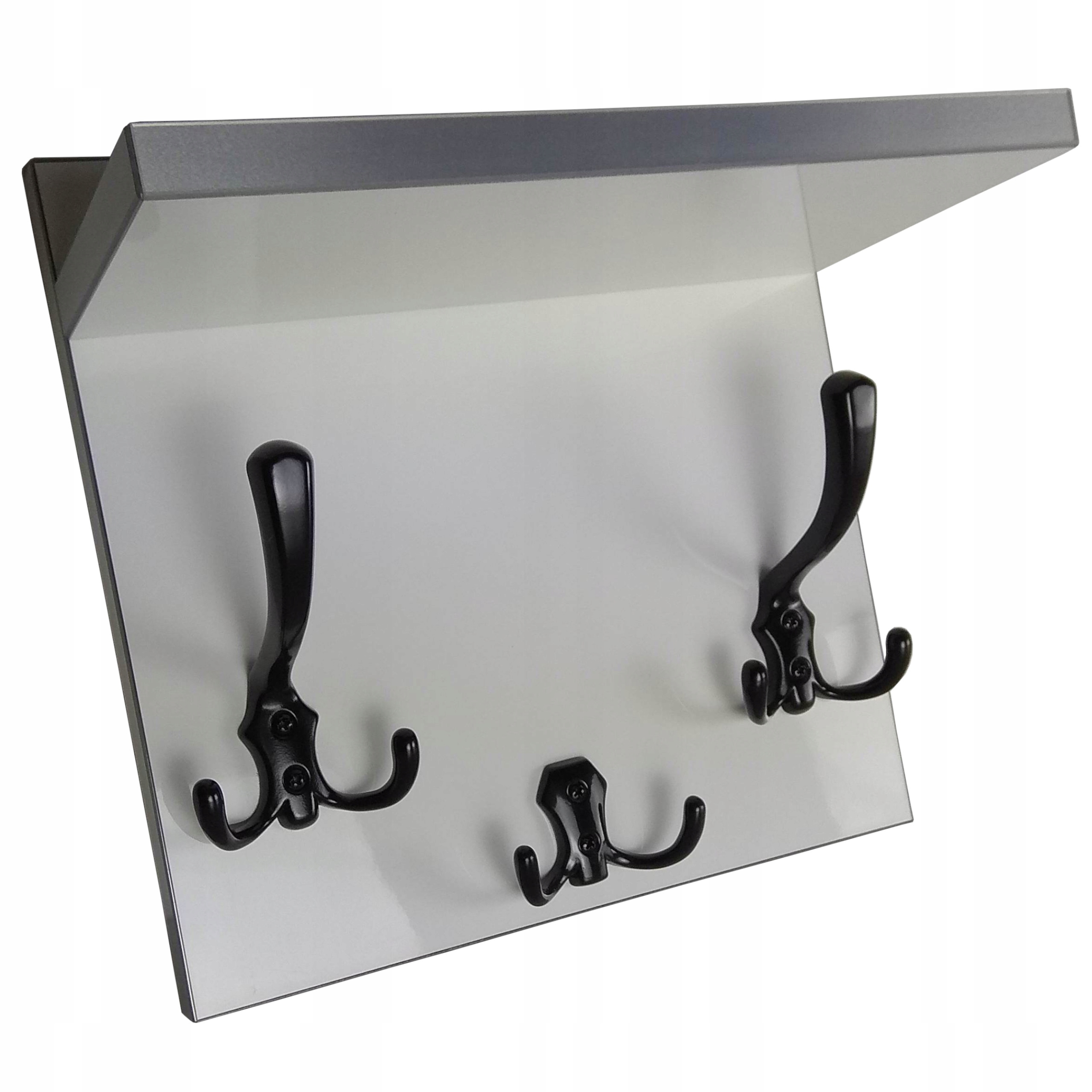 

Wieszak Ścienny z Półką Biały Połysk Przedpokój