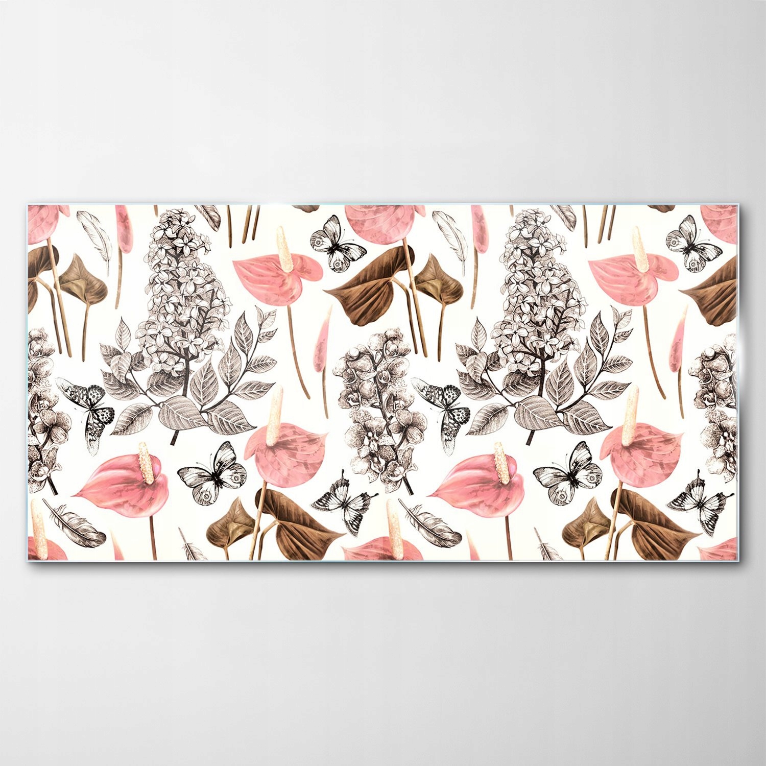 

Hartowany Obraz Szklany Kwiaty Motyle Wzór 120x60