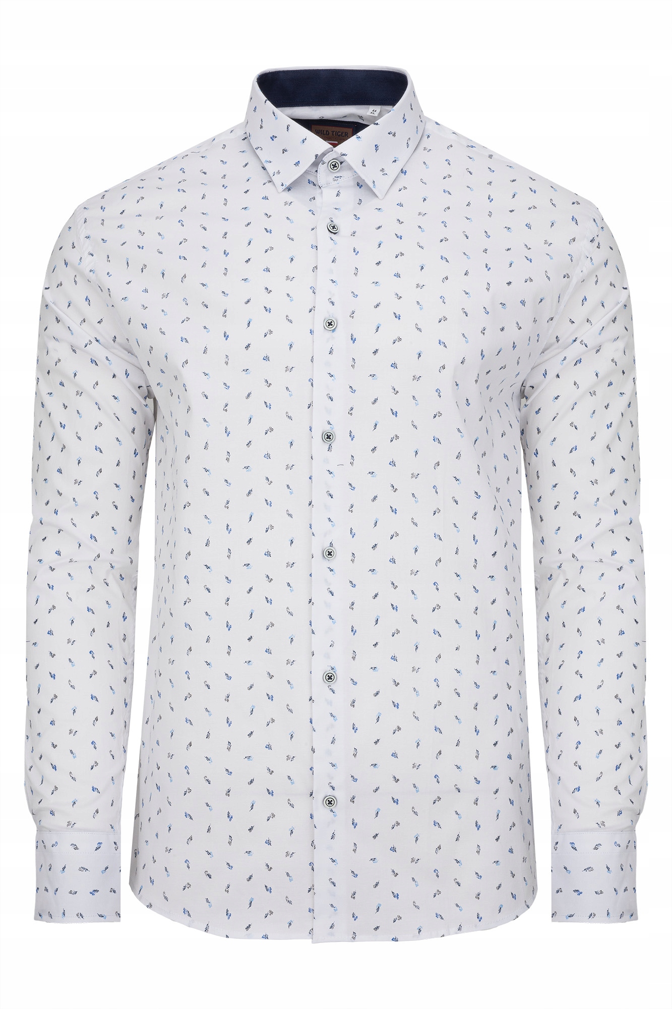 Pánská Bílá Košile S Elegantní Vzorem 97% Bavlna A Elastanem Slimfit 3XL/48