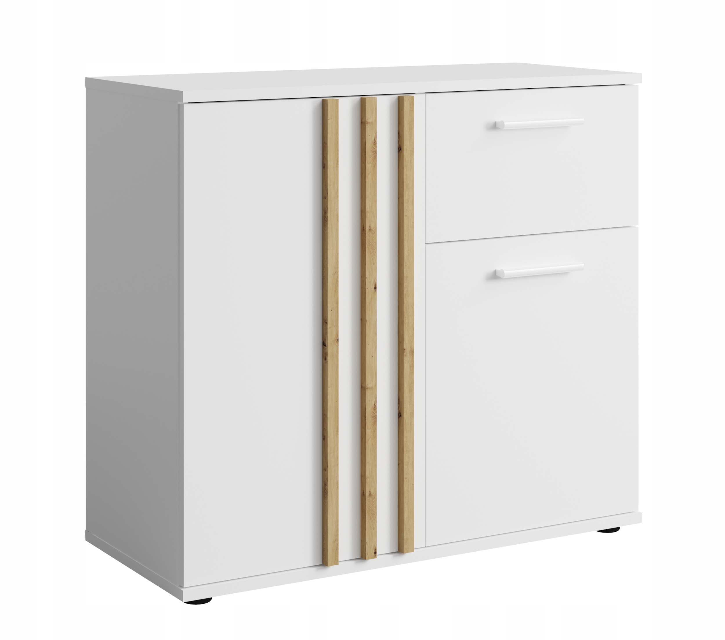 Komoda S Laminovanou Zásuvkou Do Obývacího Pokoje 80 CM Bílá/dub Artisan Ferio Konsimo