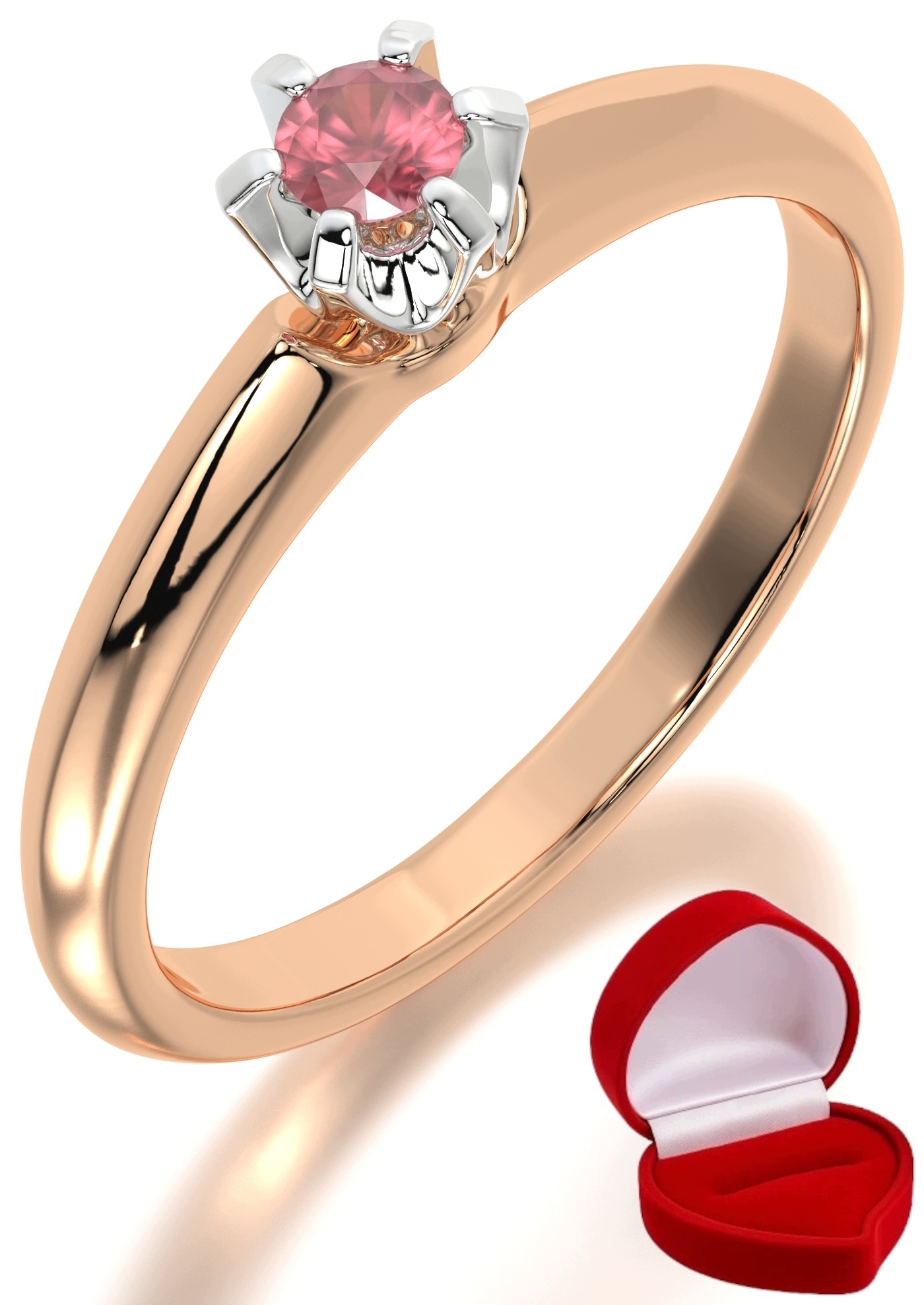 Zlatý Prstýnek 585 14k Rubín 0,09 ct Růžové Zlato R14