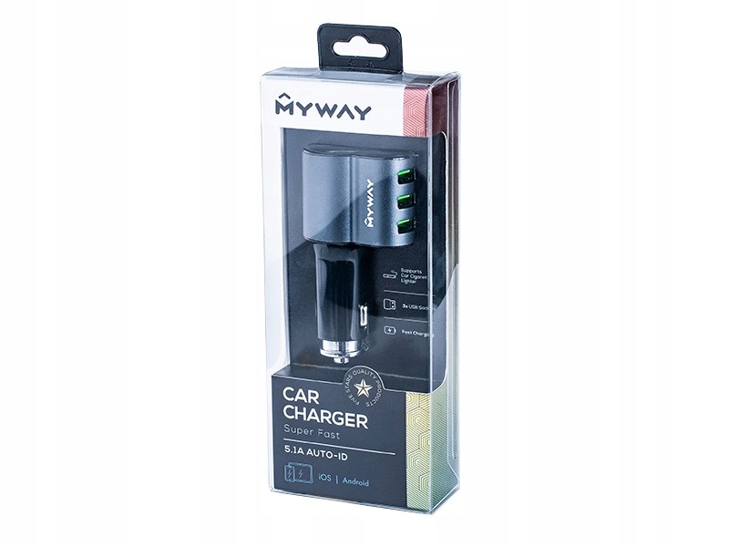 ŁADOWARKA MYWAY 12/24V 3X USB AUTO-ID MAX 5.1A