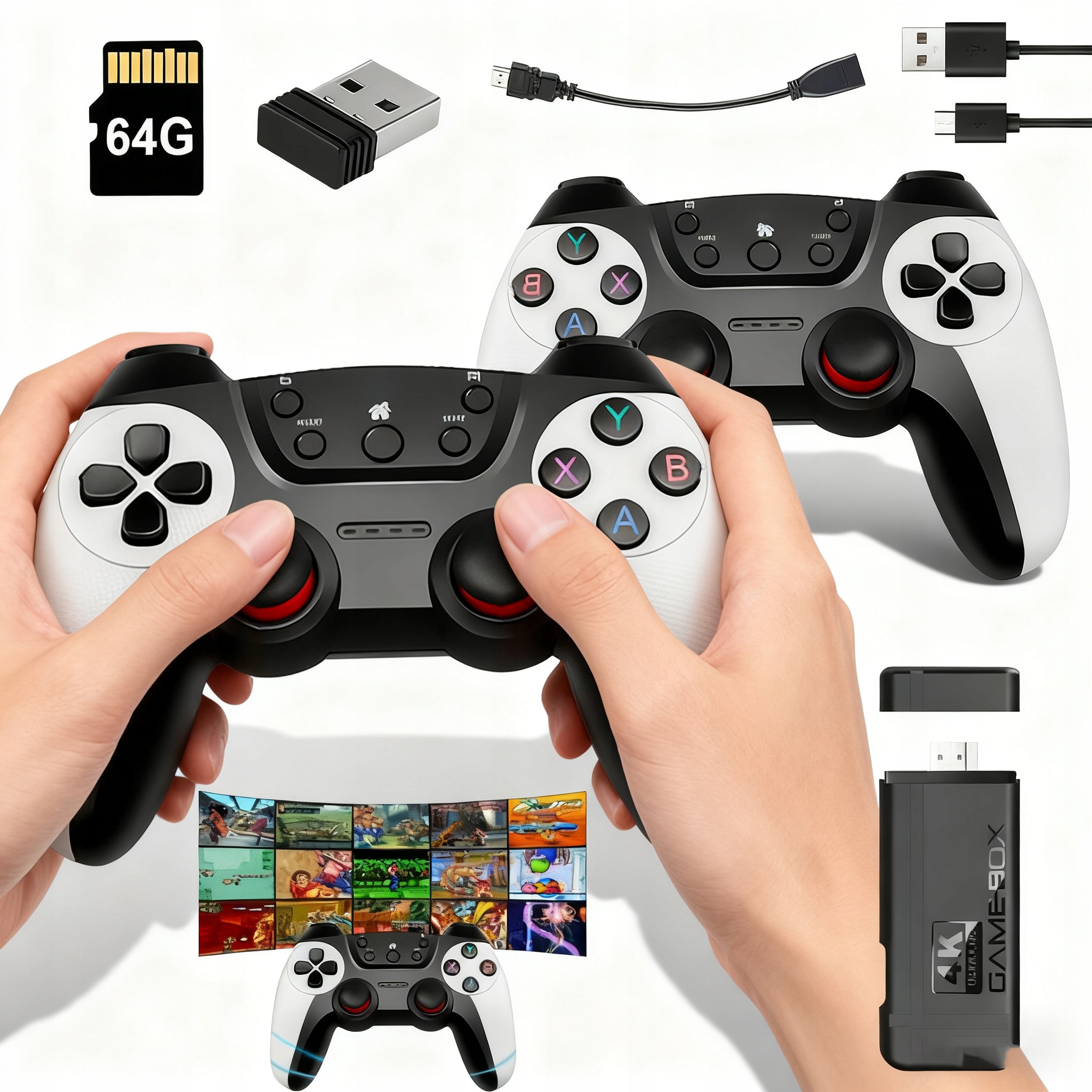 Bezprzewodowa Konsola Do Gier Retro Tv Game Stick 8 Emulatorów Hdmi 64GB