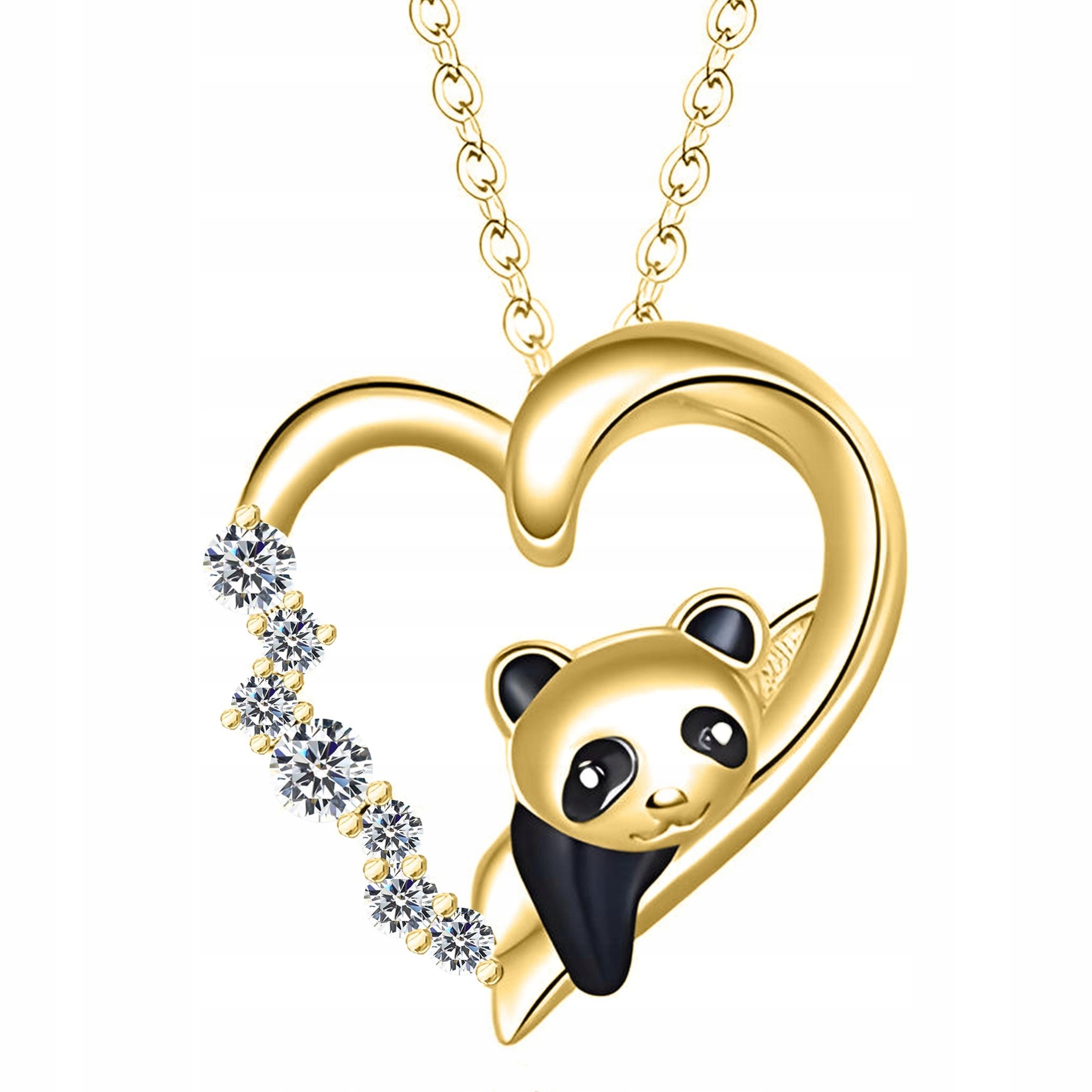 Zlatý náhrdelník Panda se zirkony Srdíčko Srdce Zvíře Stříbro 925