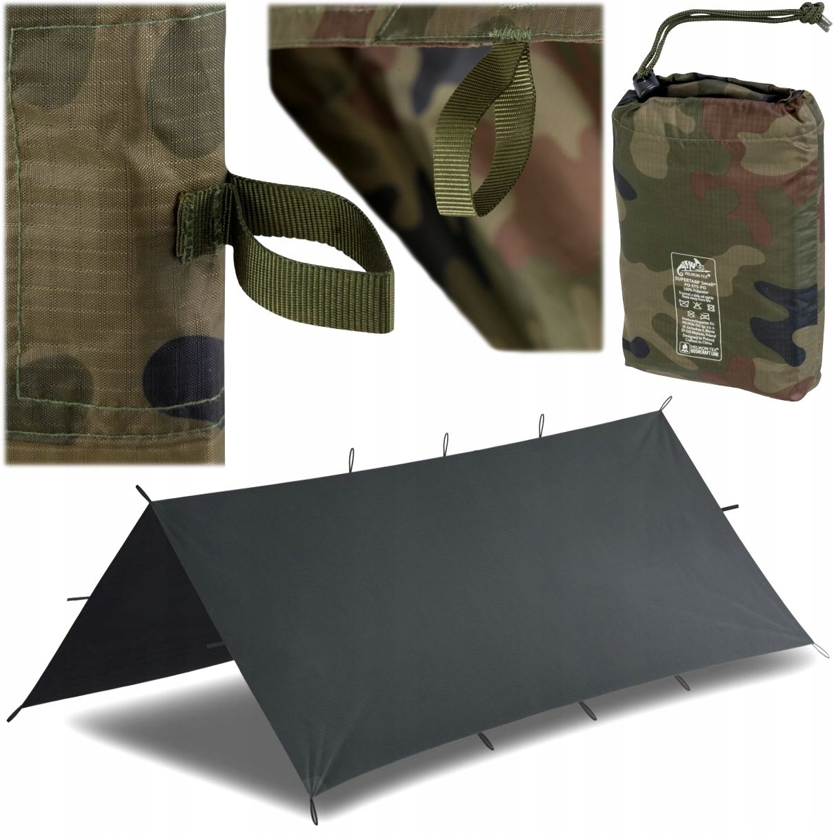 Plachta na kempování Tarp Helikon Supertarp Small Shadow Grey 2x2,5 m