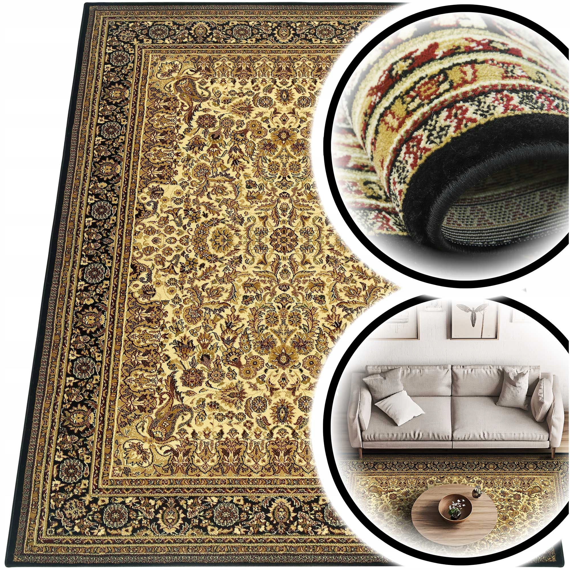 Černý koberec do obývacího pokoje Turecké koberce Belvedere Orientální koberec 150x300